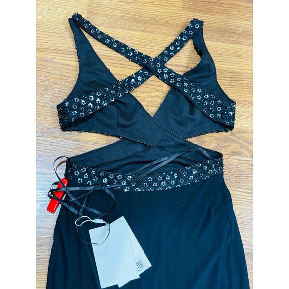 Mac Duggal Black Style No. 68166 halter neckline open back sequin bodice sz 6 - Picture 14 of 15